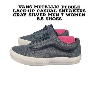 Vans Metallic Pebble Lace-up Casual Sneakers Gray Silver Men 7 Women 8.5 Shoes